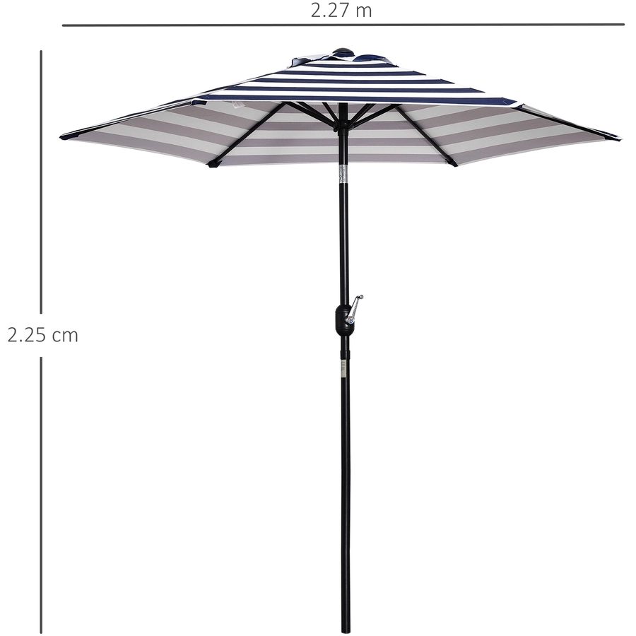 Outsunny Sonnenschirm mit verstellbarem Winkel blauweiß