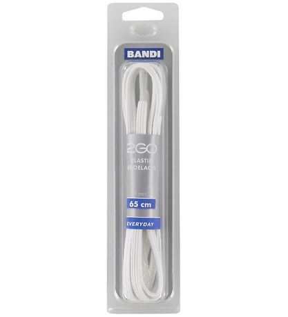2GO Elastiske Snøreb?nd - 65 cm - 1 Par - Hvid