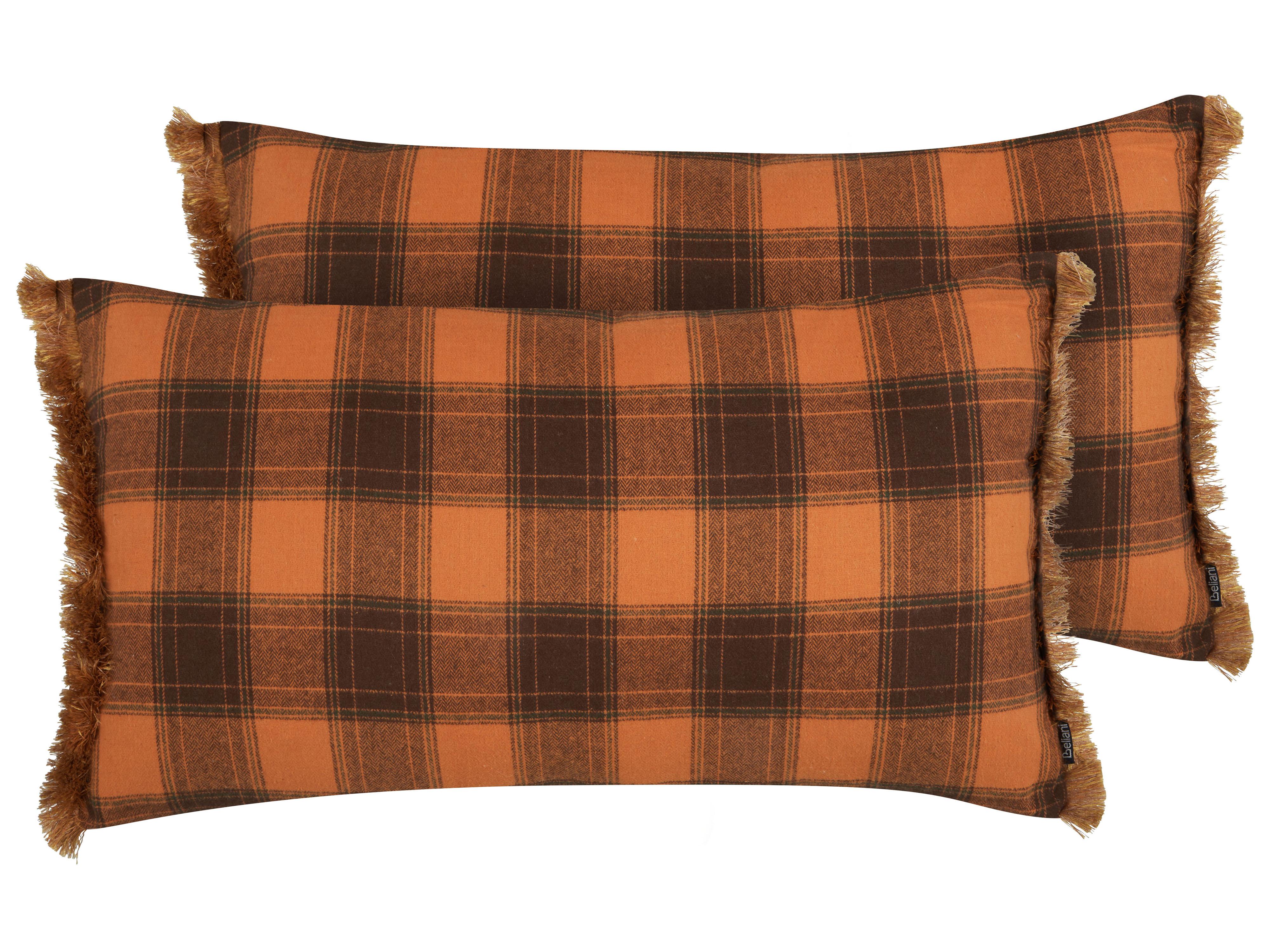 Set van 2 sierkussens BARJA 40 x 70 cm Oranje geblokt patroon