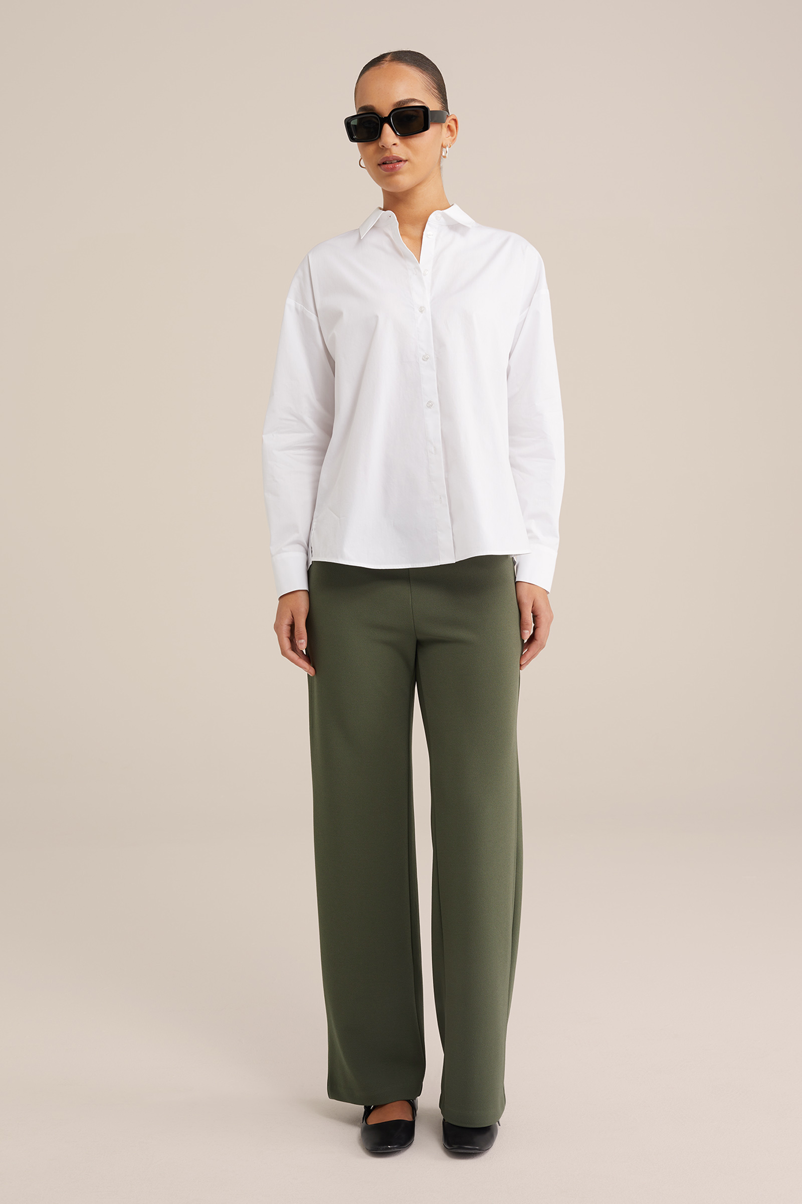 wide leg pantalon WE Fashion Groen