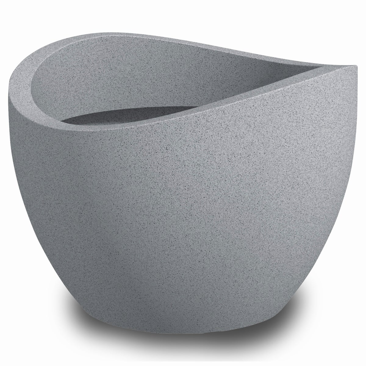 Scheurich Wave Globe 50, plantenbak/bloempot, rond, gemaakt van kunststof, kleur: Stony Grey, diameter 49,5 cm, hoogte 37,1 cm, inhoud 37 l.