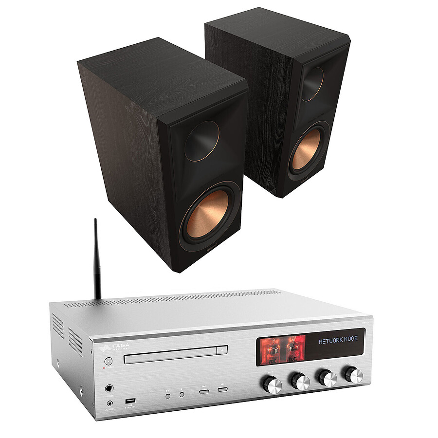 Taga Harmony HTR-1500CD Argent + Klipsch RP-600M II Ebène
