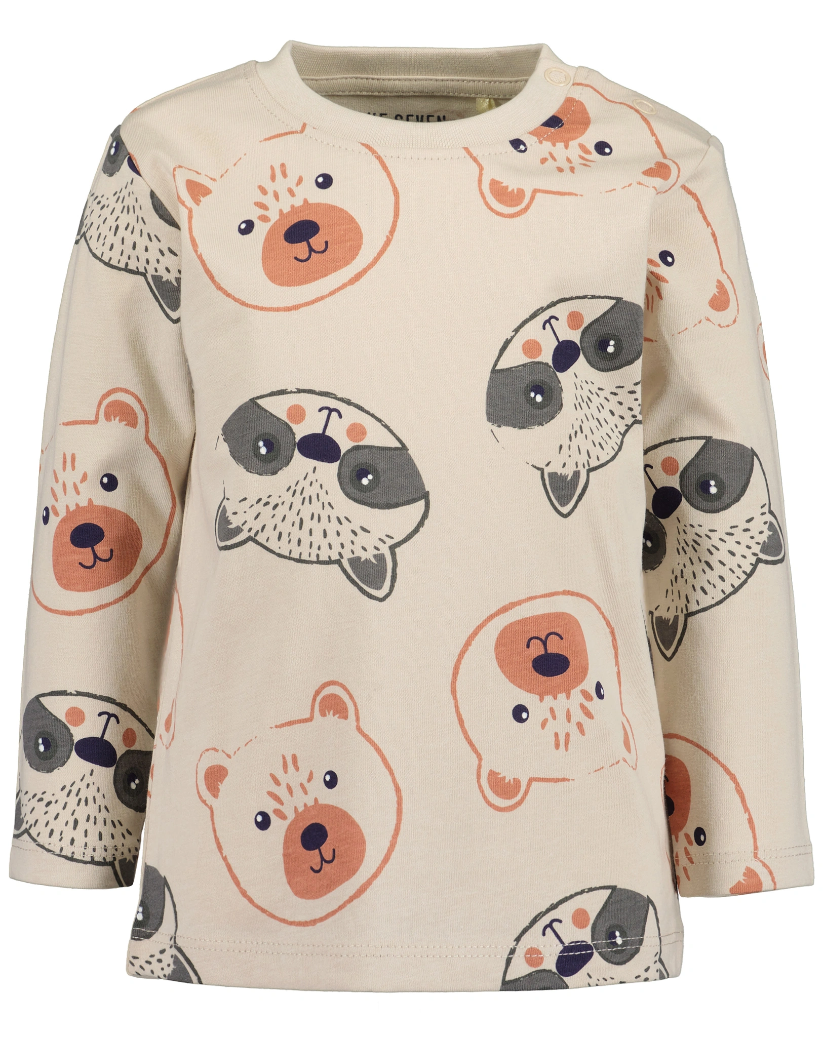 Langarmshirt CUTE FACES in kiesel