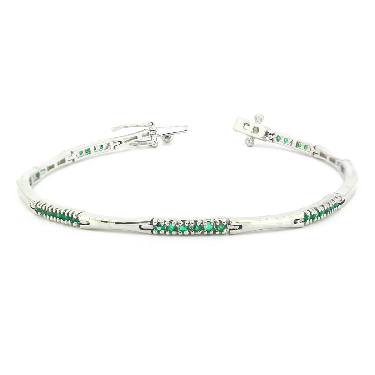 Bracelet Emeraude Forme Ronde et Argent 925 - Aden