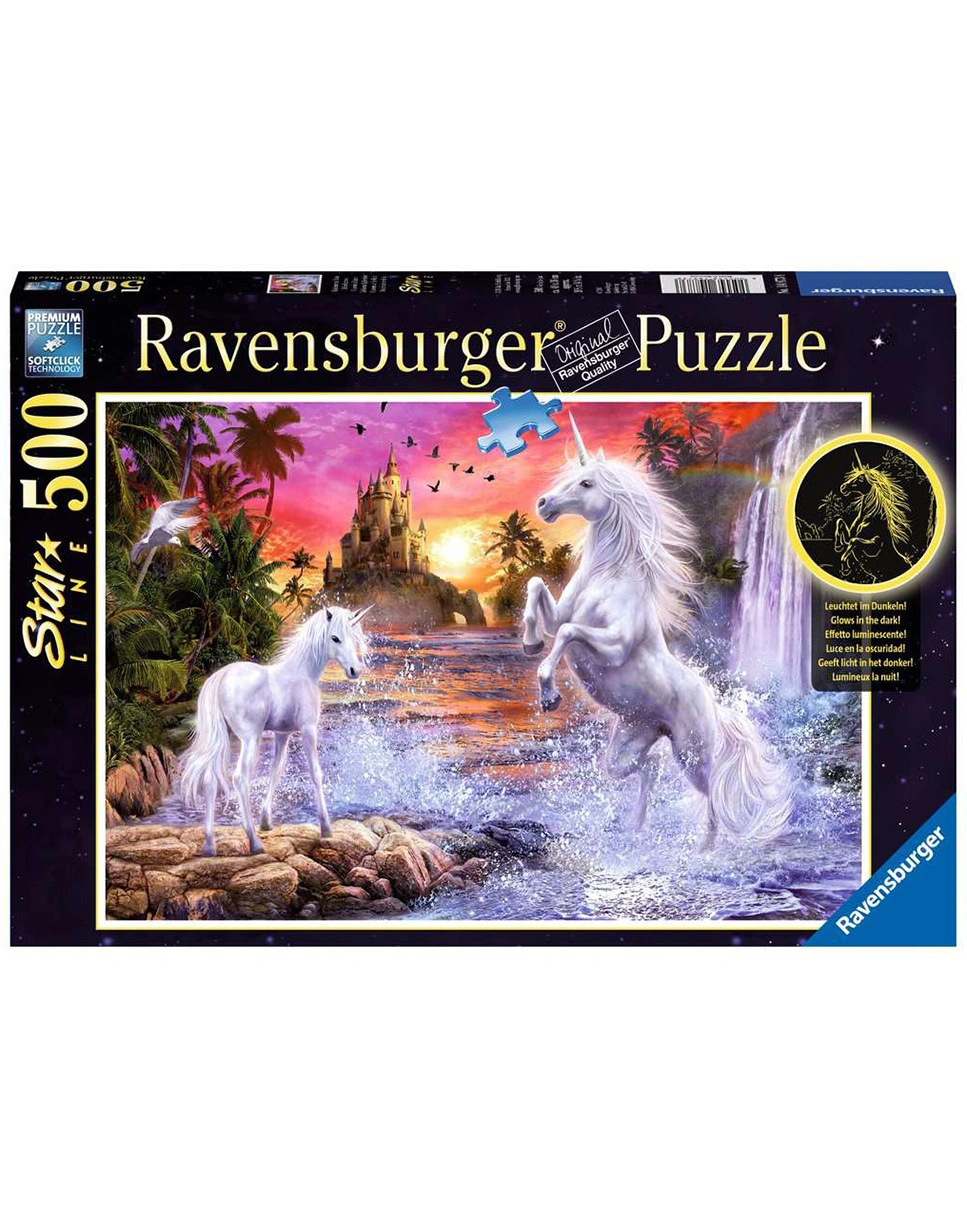 Puzzle EINHÖRNER AM FLUSS – GLOWS IN THE DARK 500-teilig