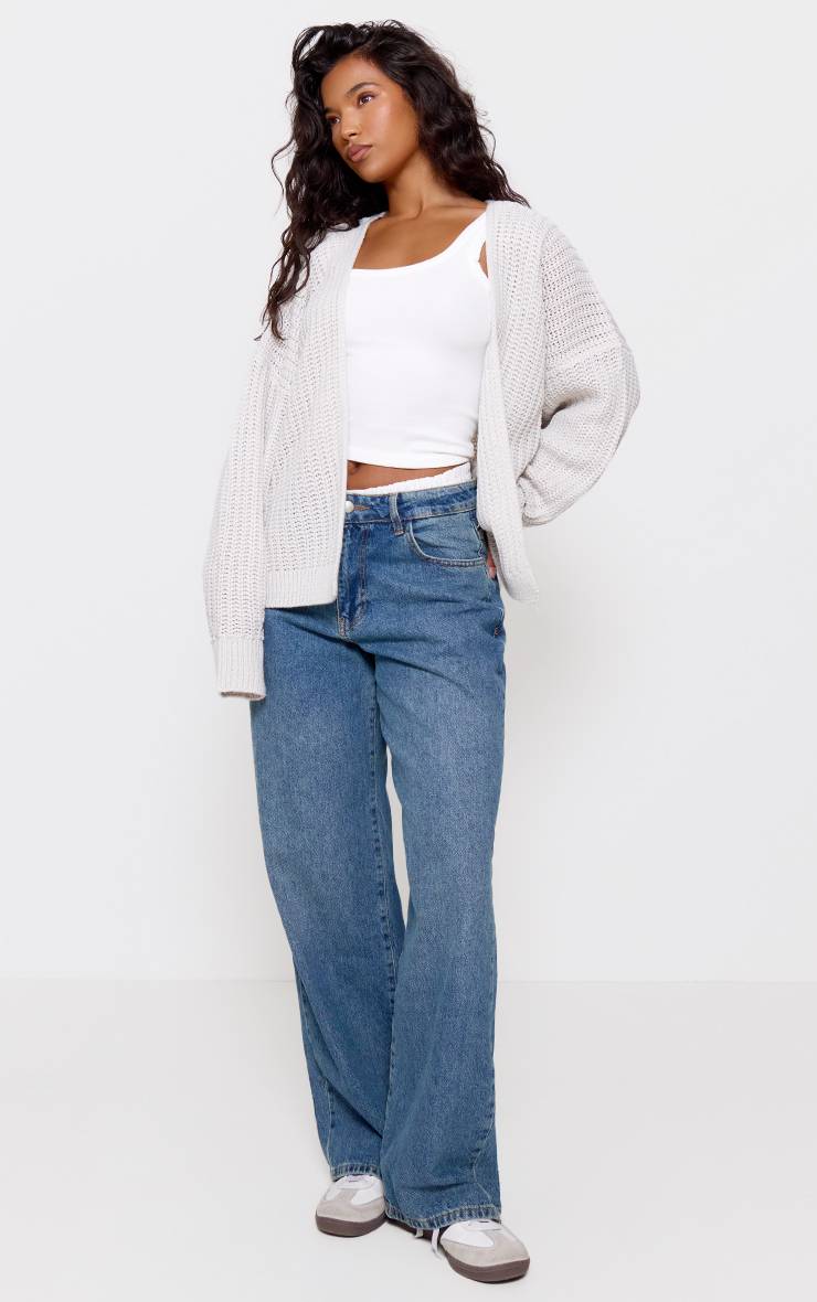 Gris Gilet Ample En Grosse Maille