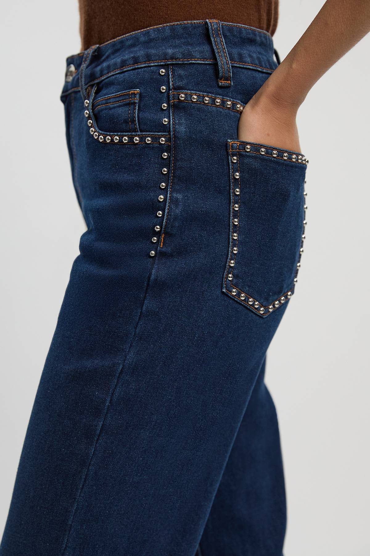KarenMillen Jean Droit en Denim à Clous