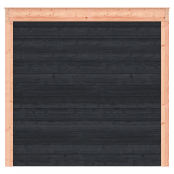 Tuinhuis met overkapping Douglas hout Zweeds rabat onbehandeld zwart 495 x 255 cm