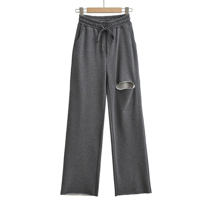 Webeisque - Hoge taille, versleten, wijde joggingbroek