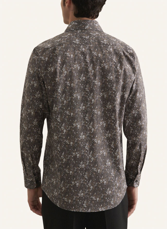 Seidensticker Business Shirt Regular Long sleeve Kent-Collar Print Grey
