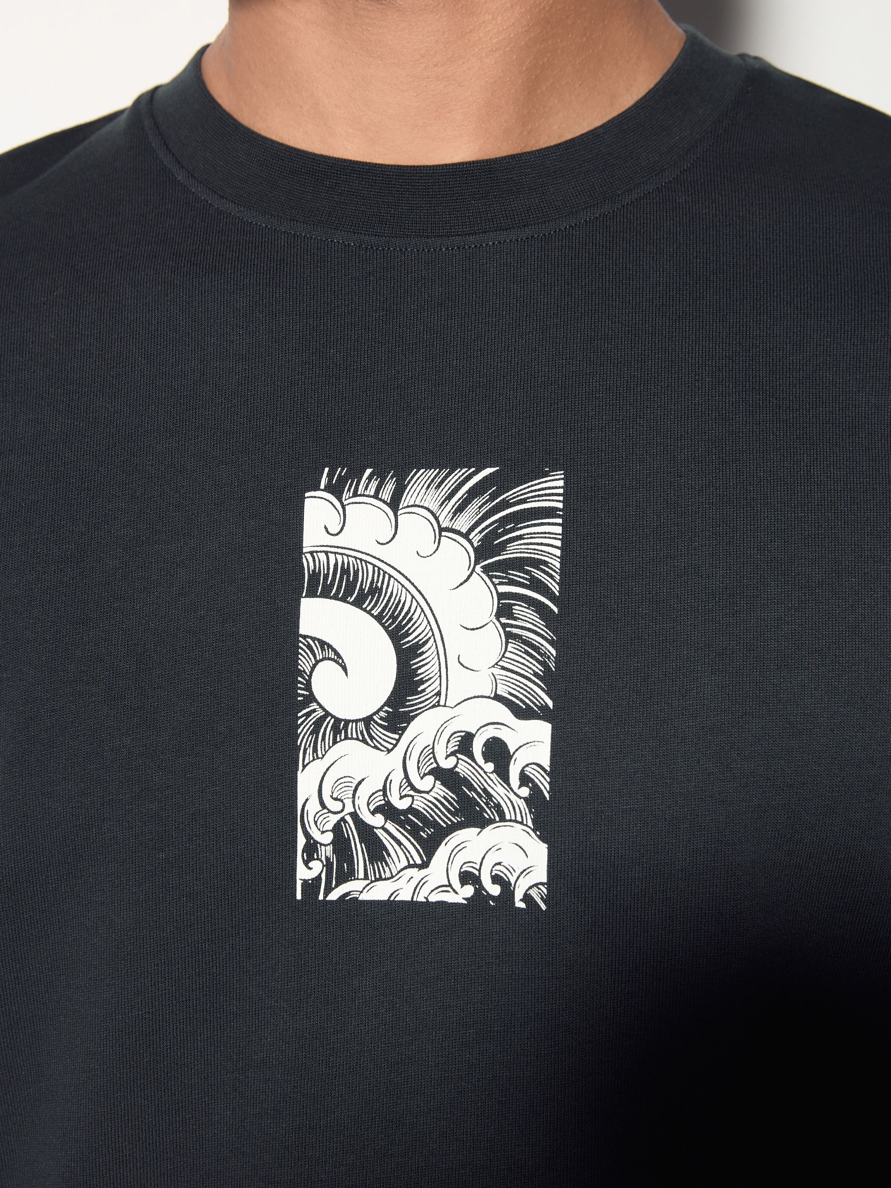 Zwart - Relaxed fit - Japans T-shirt met surfprint en grafische opdruk
