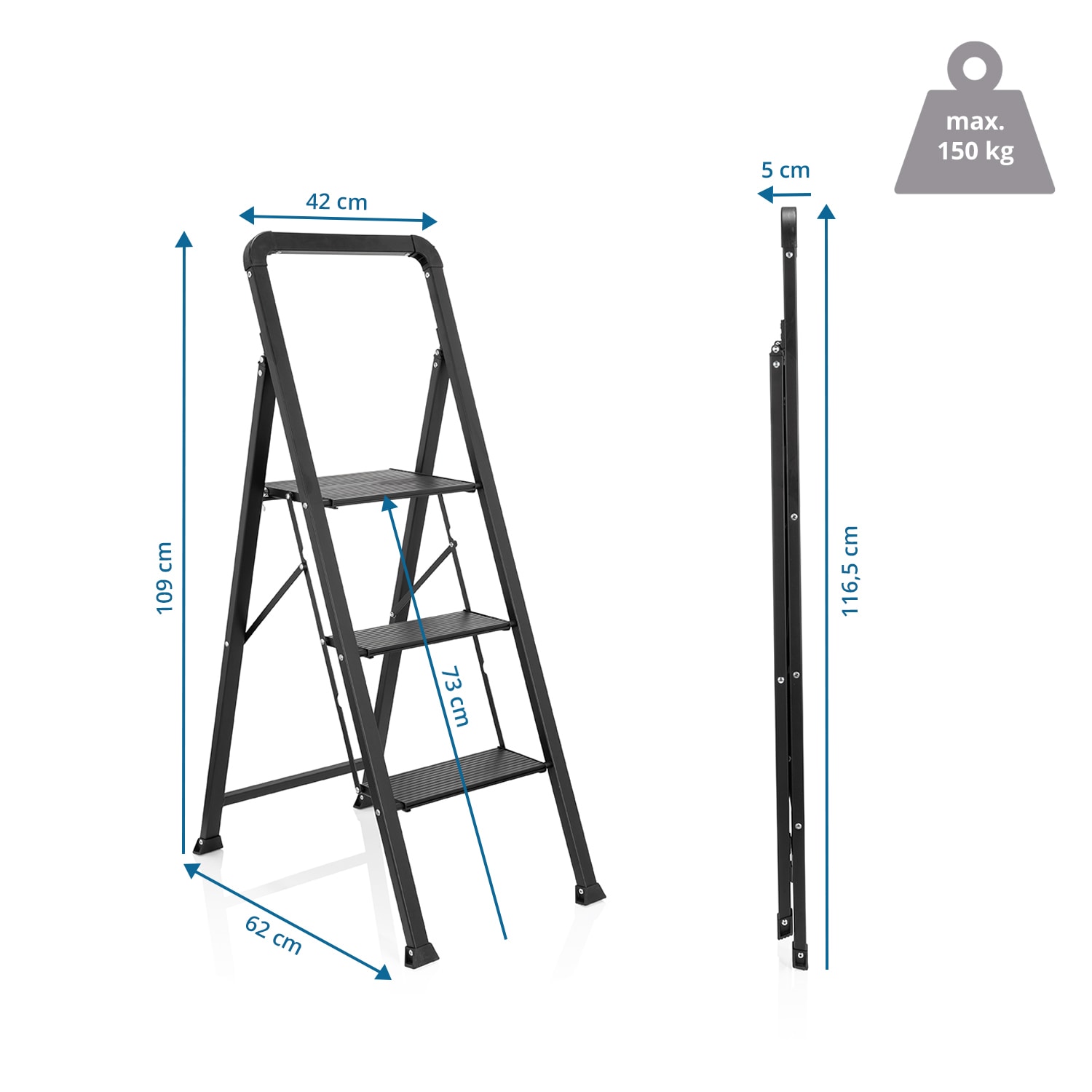 Klappleiter SOLID W6 Aluminium, Stahl hjh OFFICE