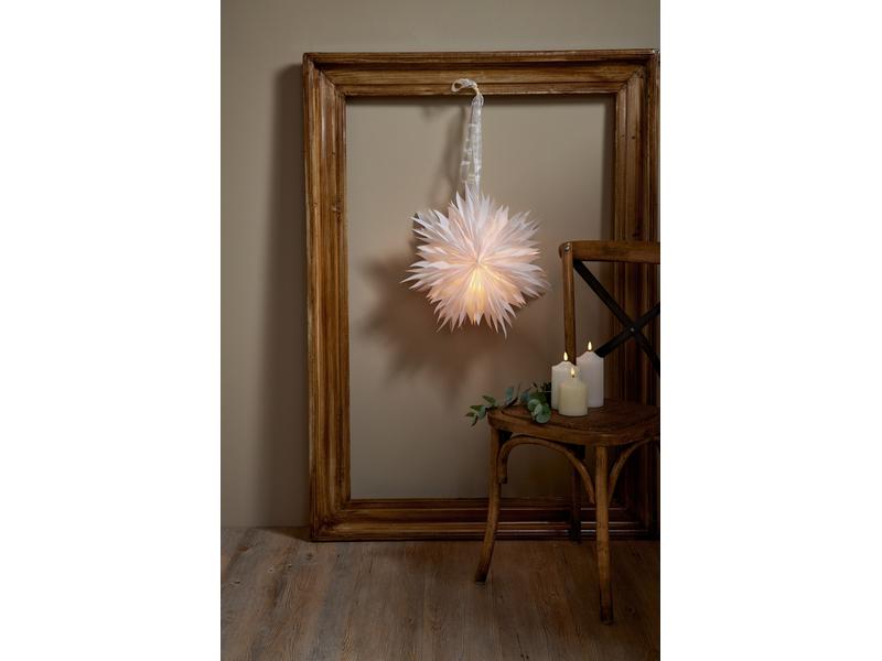Star Trading Papierstern Dis, Weiss, Ø 45 cm LED Weihnachtsdekoration