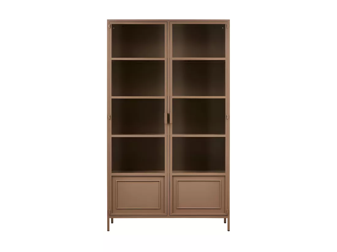 Ronja - Vaisselier 2 portes en verre et métal H189cm - Marron