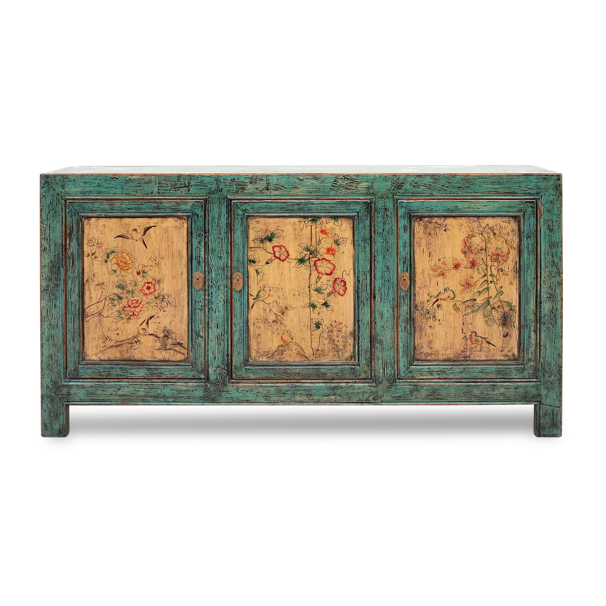 Sideboard 'Deng Hui', türkis, gelb, T 42 cm, B 158 cm, H 80 cm von fischer's lagerhaus