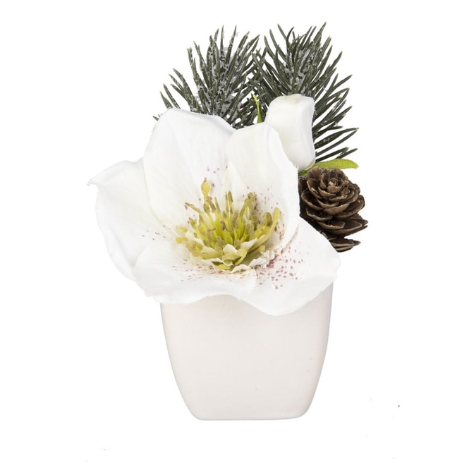 Weihnachts-Kunstblumen Arrangement - mit Topf - ca. 12 cm - 1 Stück