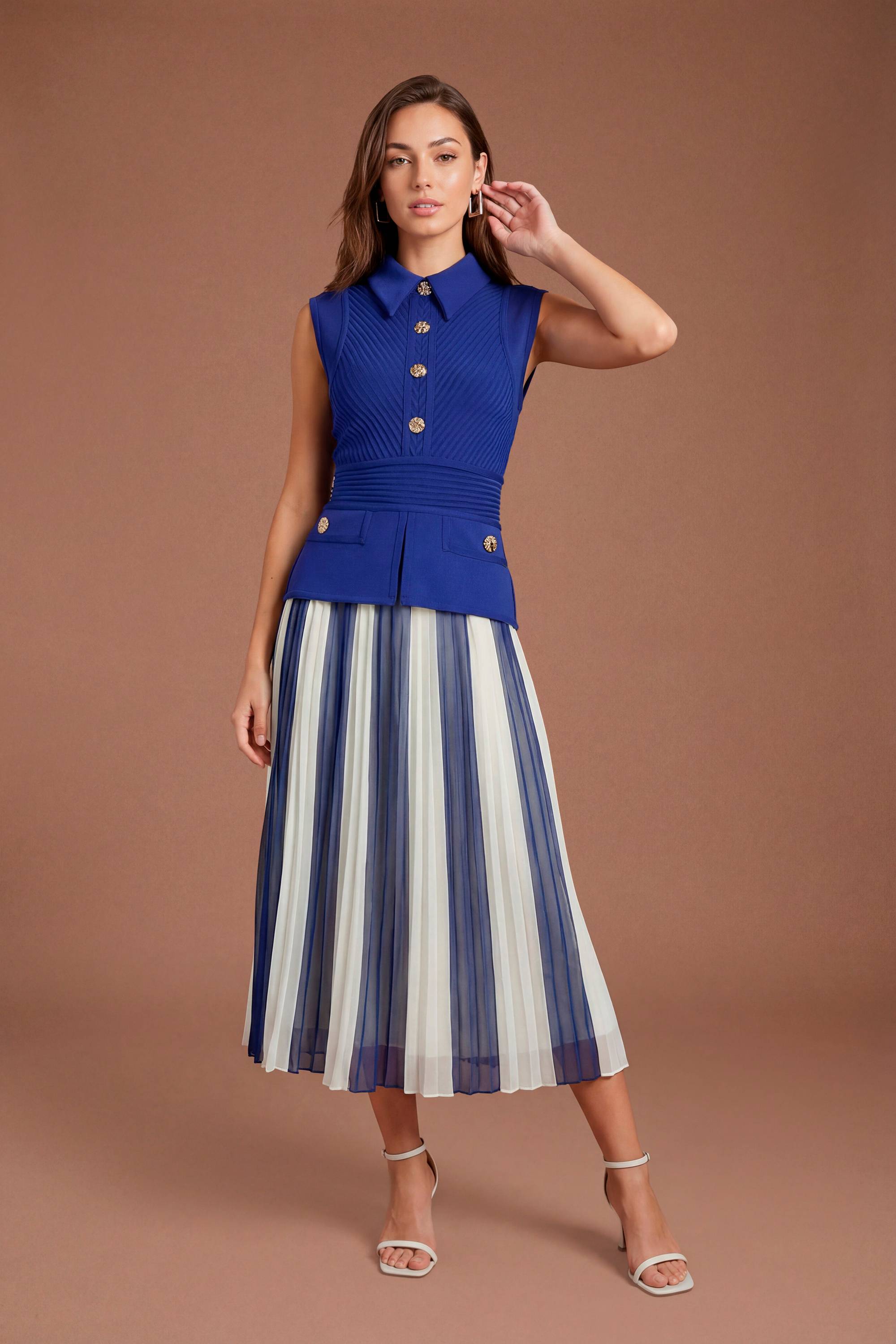 Coast Robe Plissée Bandage Bleue