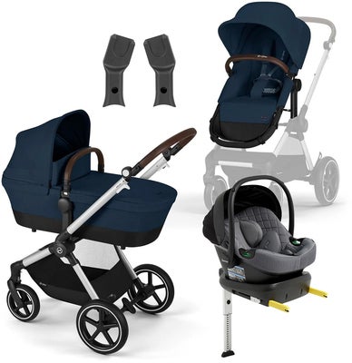 Cybex EOS Lux Duovogn inkl. Beemoo Route Babybilstol & Base, Ocean Blue/Mineral Grey