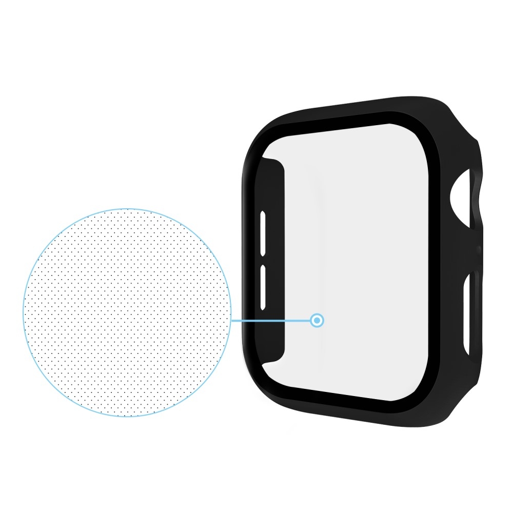 Apple Watch (44mm) Gummierter Bumper   Display Schutzfolie - Schwarz