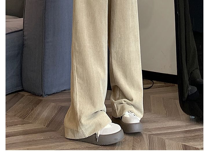 Dragan Pulse - High Rise Plain Corduroy Wide Leg Broek / Riem / Set