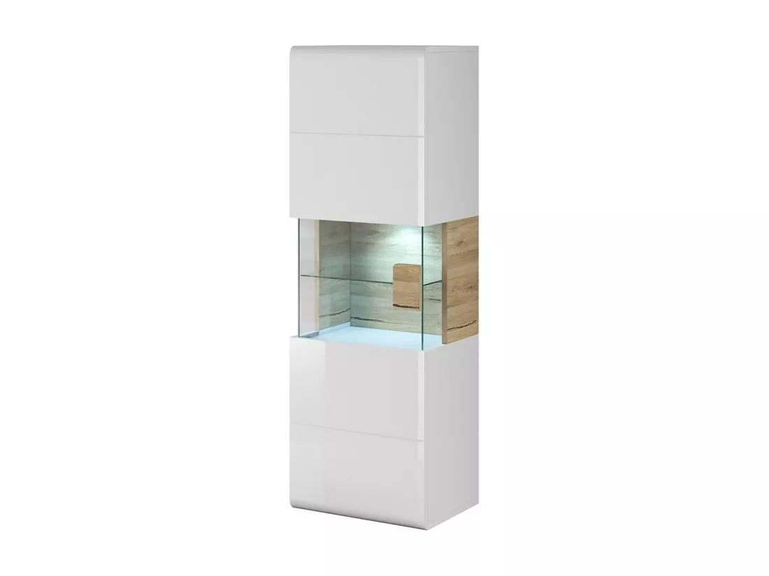 Vitrine suspendue collection OHIO coloris blanc et finitions chêne.