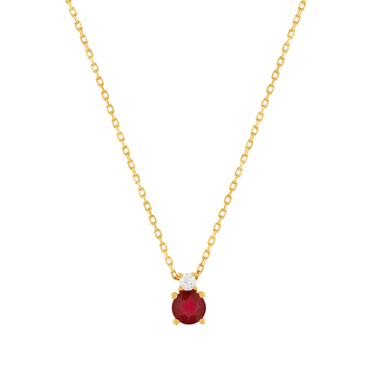 Collier or 375 jaune rubis zirconia, 45 cm