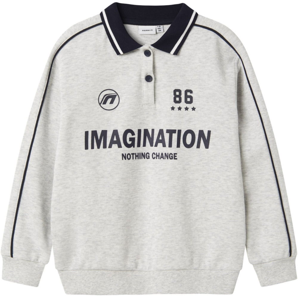 Køb Name It Light Grey Melange Nkmkris Ls Nreg Polo