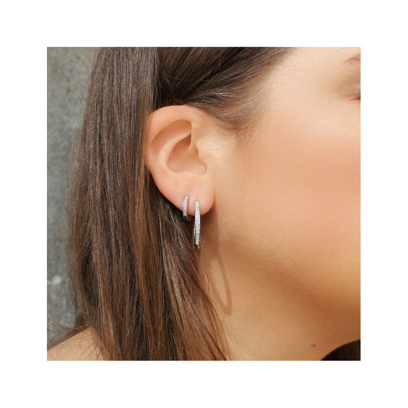 Boucles d'oreilles Chic - Argenté et Cristal