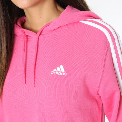 Sweat Capuche Femme A Bandes 3 Stripes IC9911 Rose