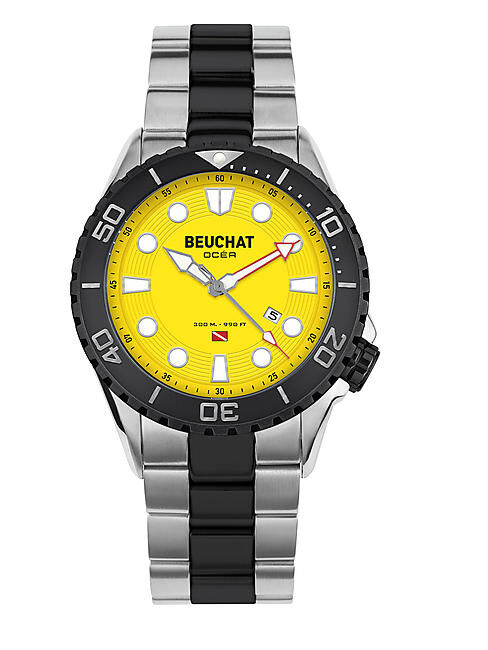 BEUCHAT MONTRE - MONTRE OCEA SAPHIR COLOR BRACELET ACIER