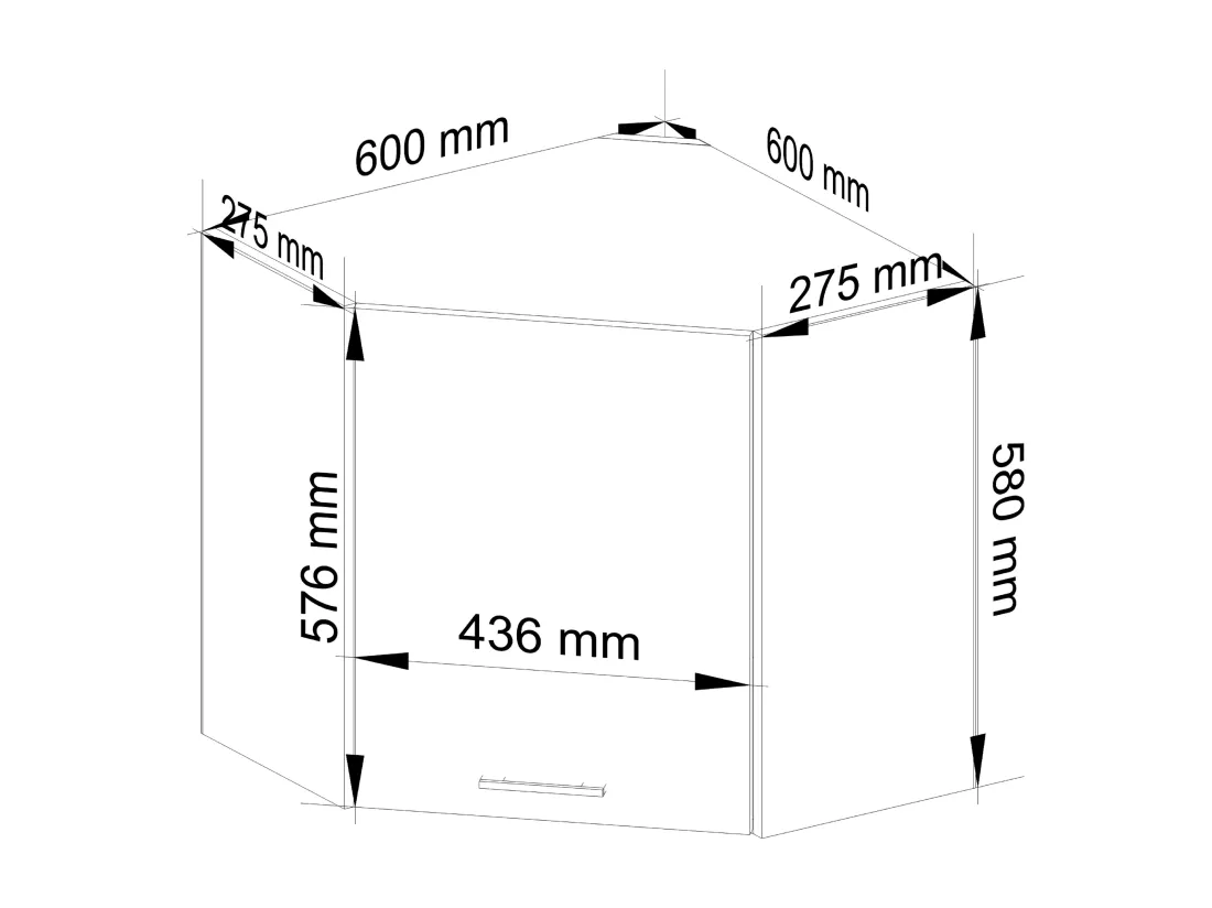 Armoires de cuisine AKORD d'angle haute W60 OLIWIA Blanc 60 cm 1 porte façade Blanche 2 étagères 60x30x58 cm