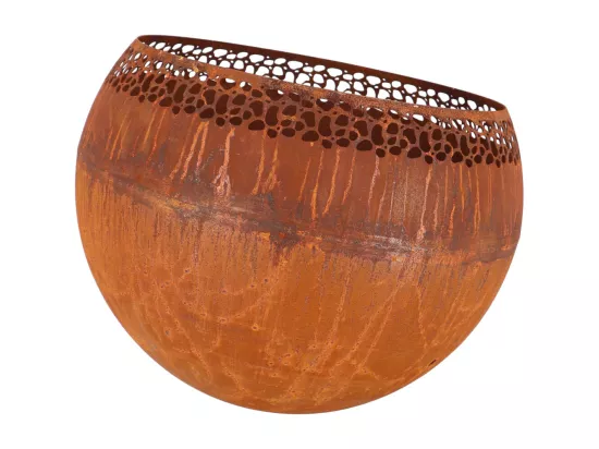 Brasero sphère design en métal Rouille - Ajouré pois