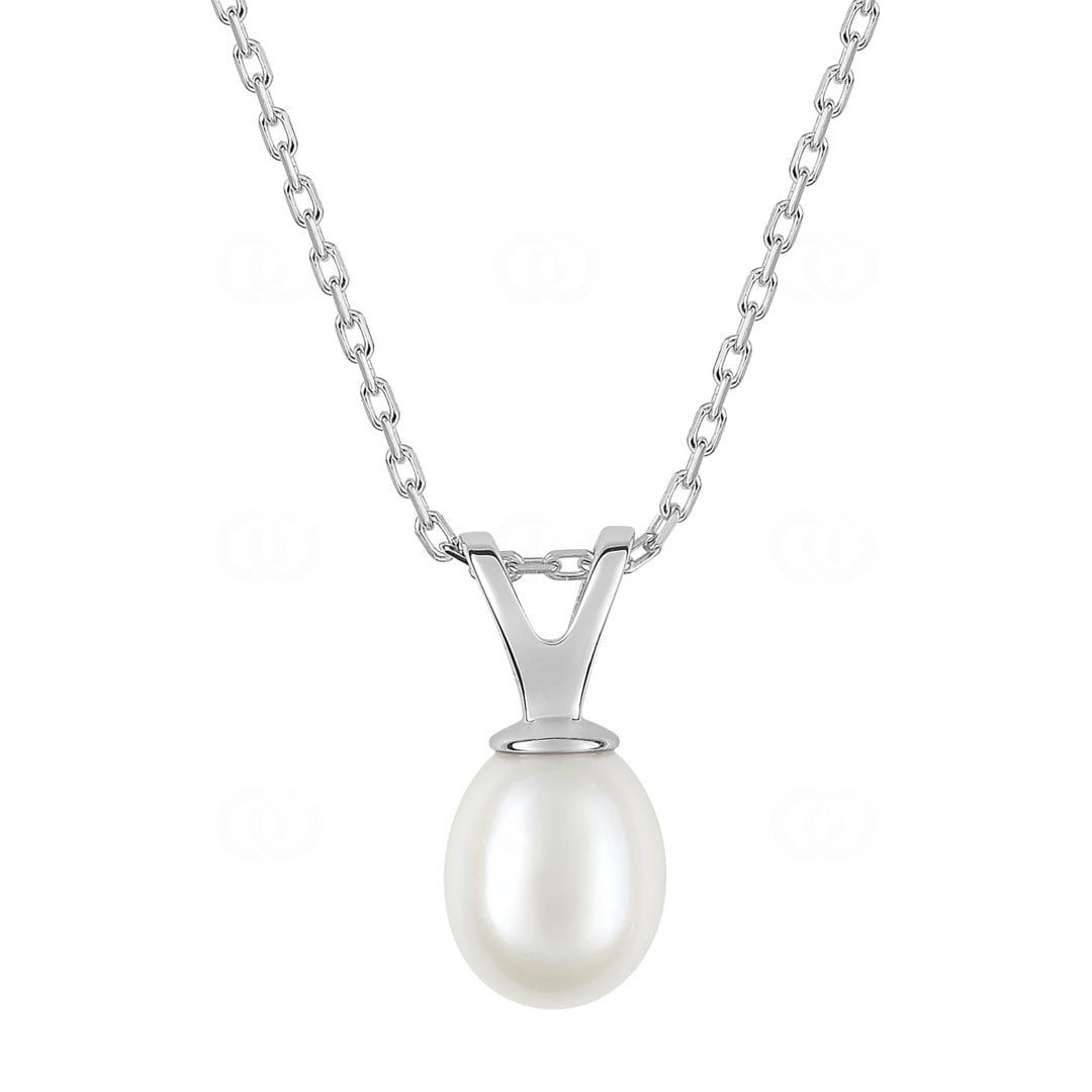 Collier mit Anhänger 925 Silber rhodiniert mit Kunstperle