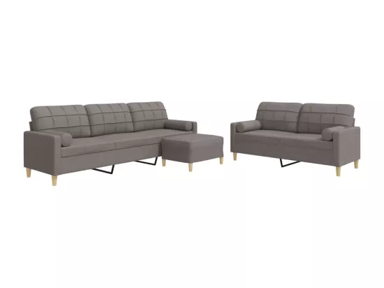Ensemble de canapés 3 pièces repose-pied et coussins décoratifs