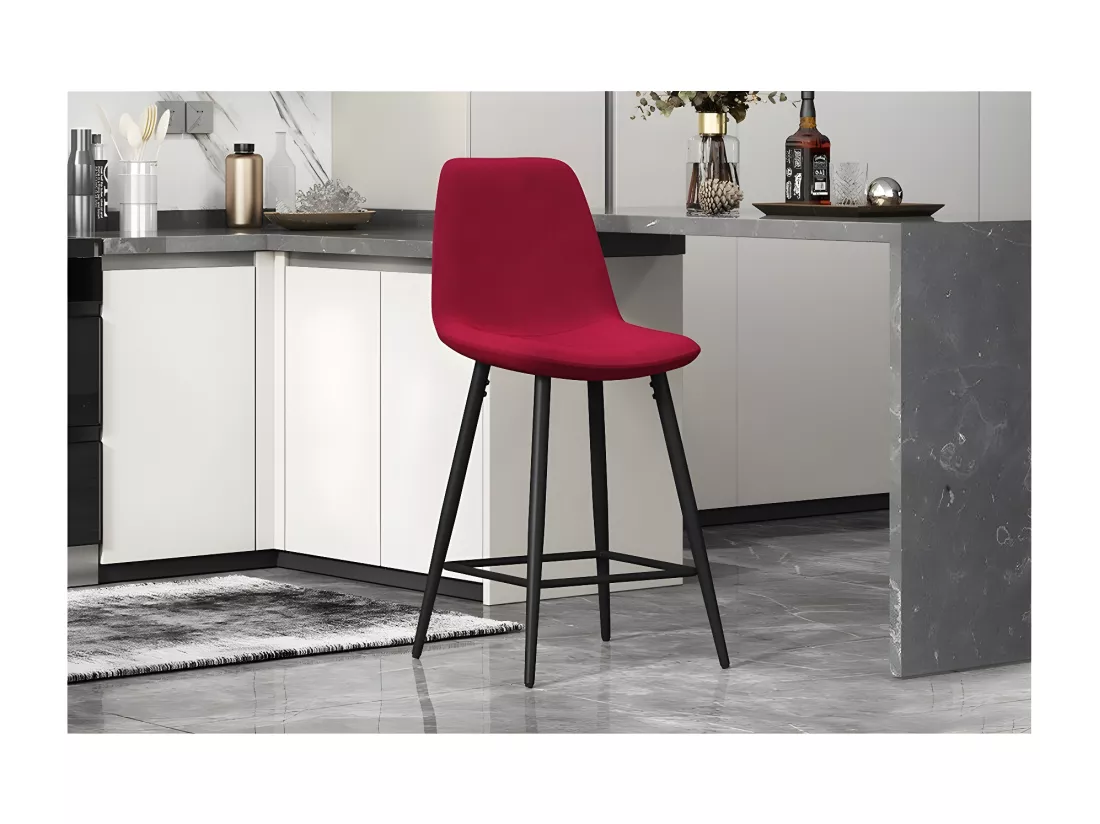 Chaise de comptoir en velours BOYLD, coloris bordeaux