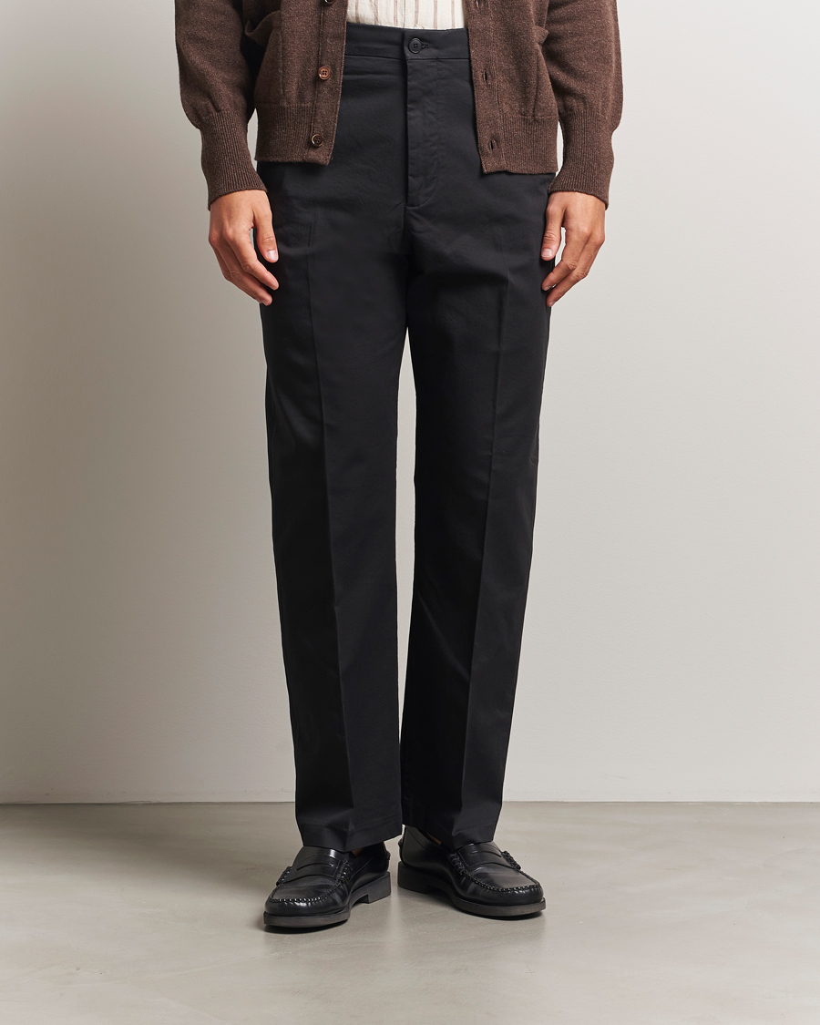 NN07 Paw Cotton/Lyocell Pleated Trousers Black