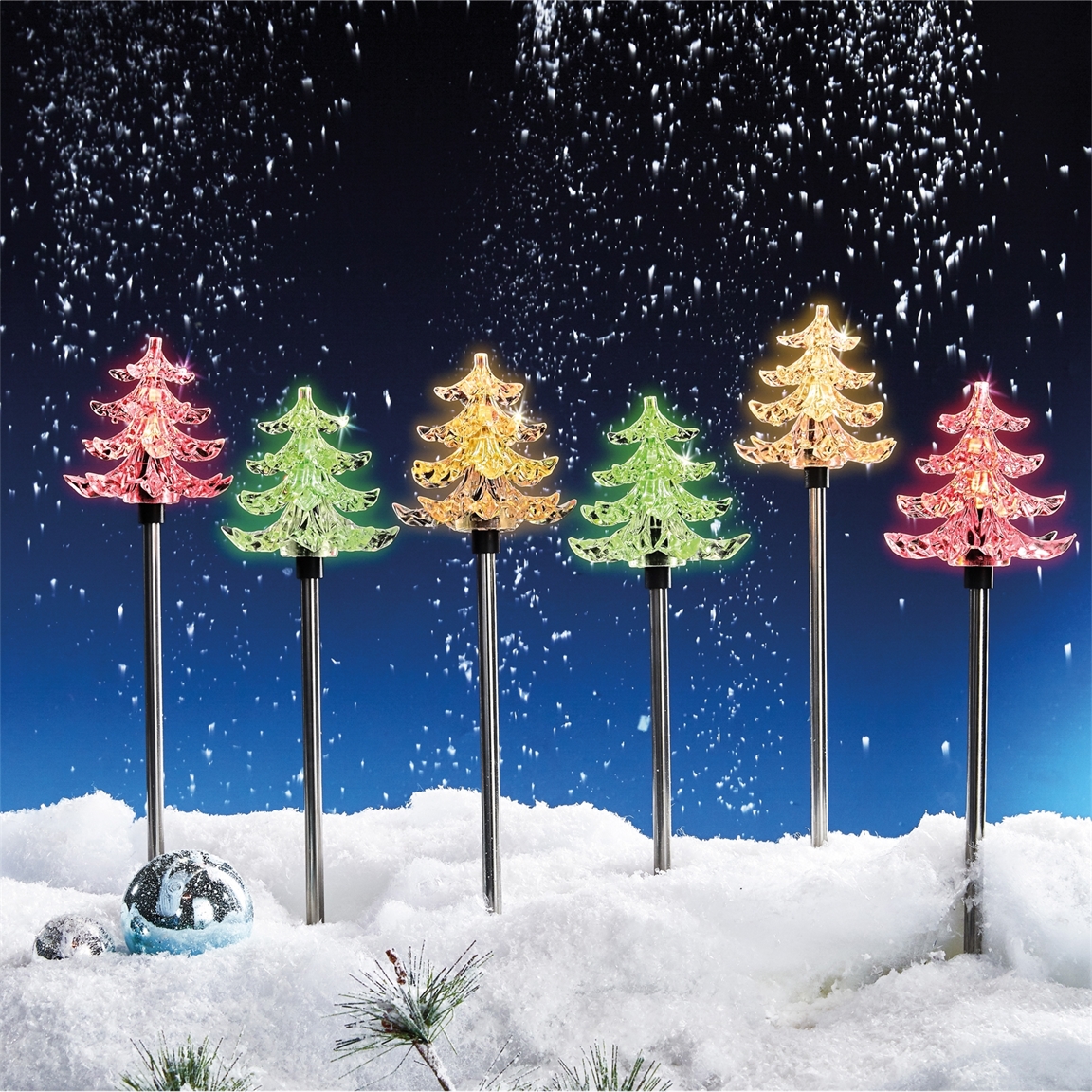 6 sapins solaires couleur