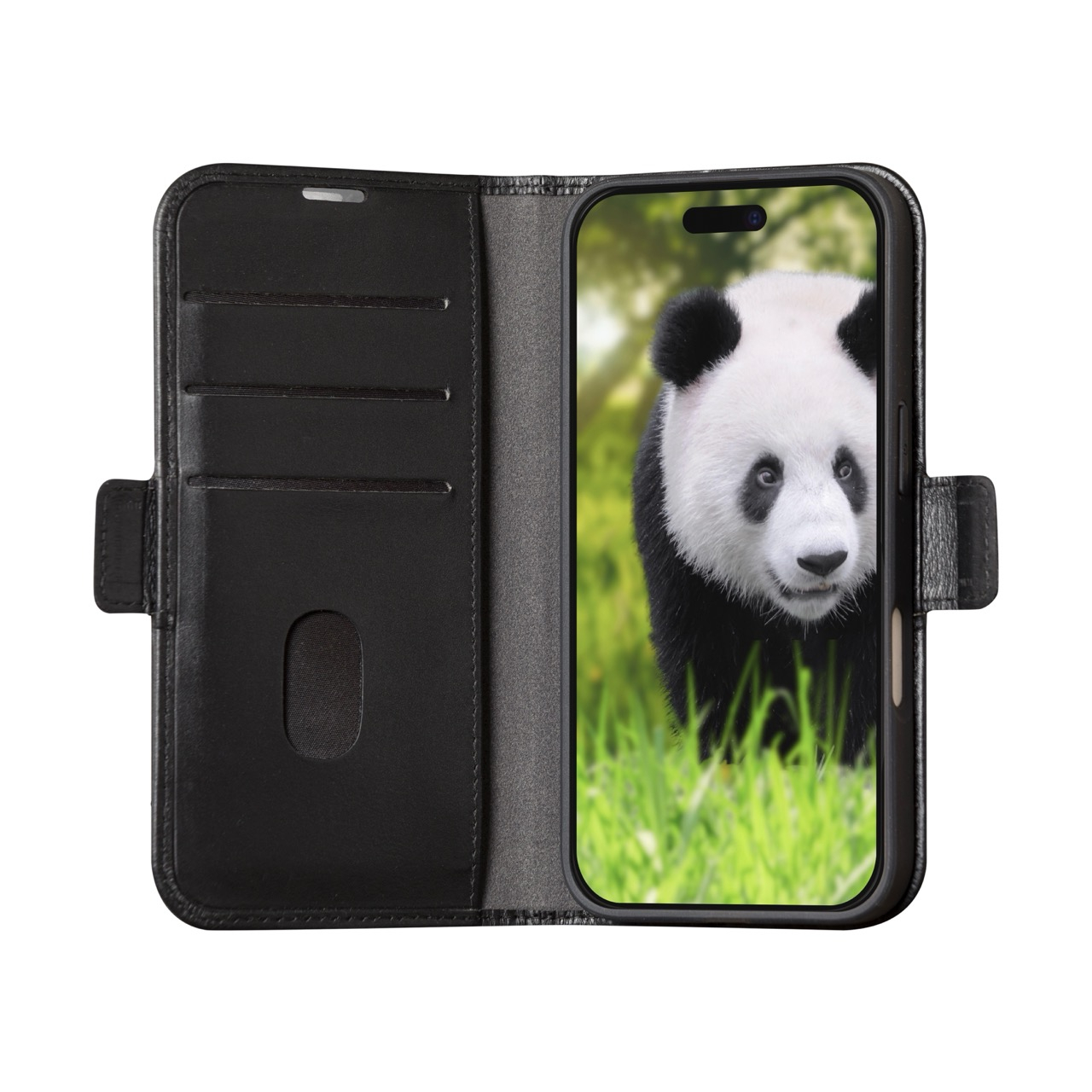 iPhone 16 Echtleder Tasche mit RFID Schutz Copenhagen (CO61GTBL6200) - Schwarz