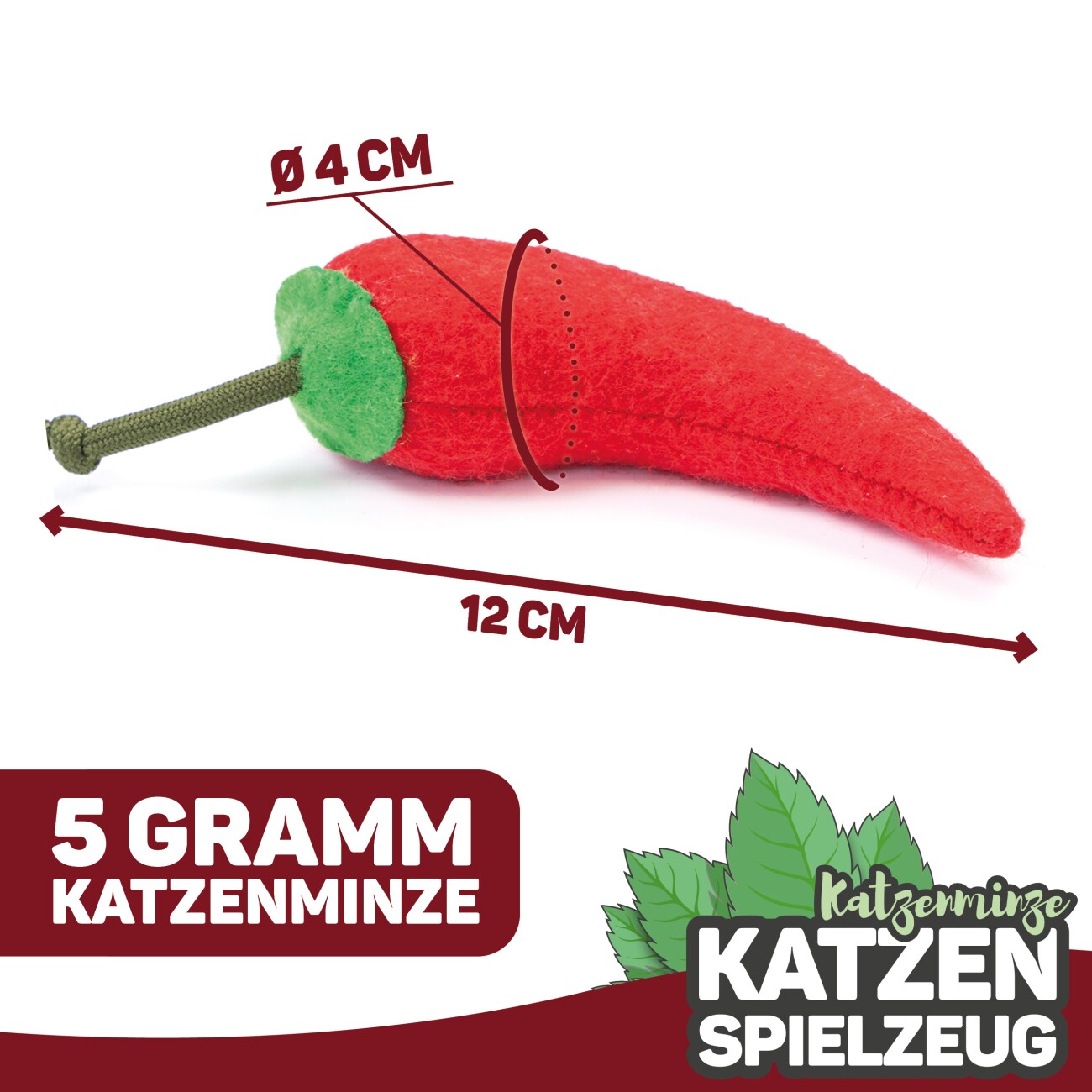 Canadian Cat Company Katzenminze Chilli | handgefertigtes Filz-Spielkissen