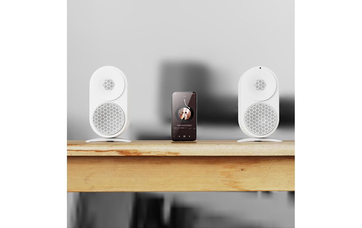 Regallautsprecher Paar S0 Weiss<br>Tragbares Bluetooth-Lautsprecherpaar