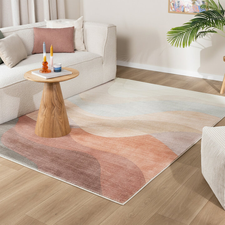 Modern vloerkleed - Field Terra Rood | Lopen op wolken