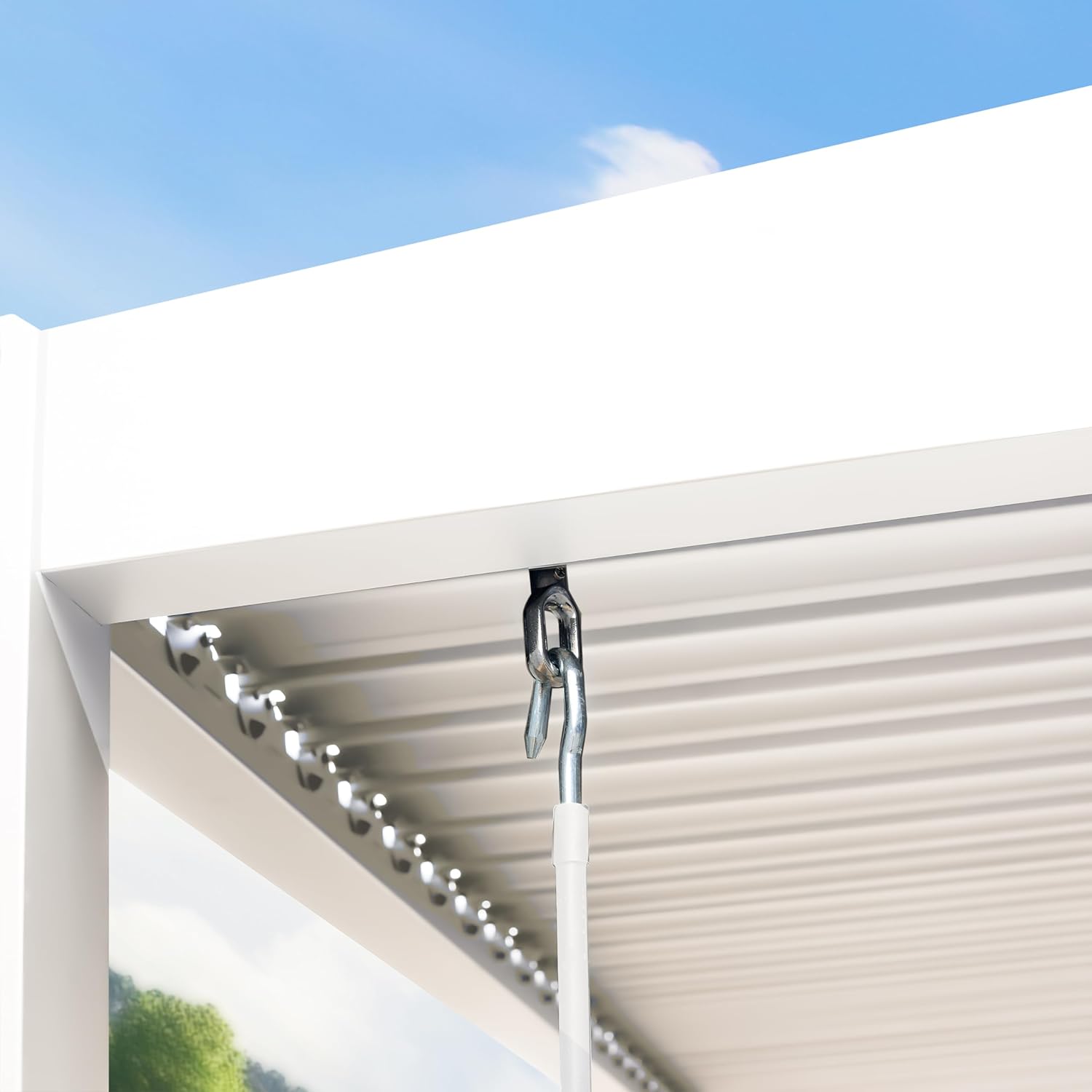 PRIMEYARD Pergola 3x3 m weiße Aluminium-Pfosten mit Lamellendach aus Stahl Terrassenüberdachung