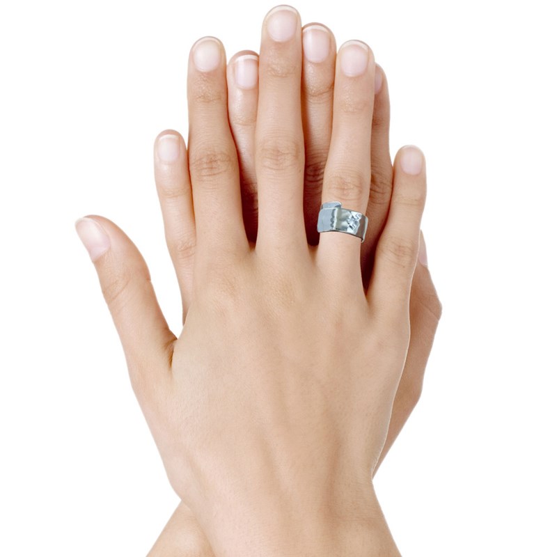 Bague Argent Large Martelée
