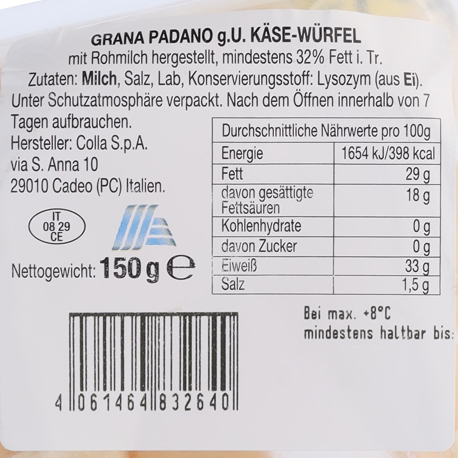 CUCINA NOBILE Grana Padano Cubes 150 g