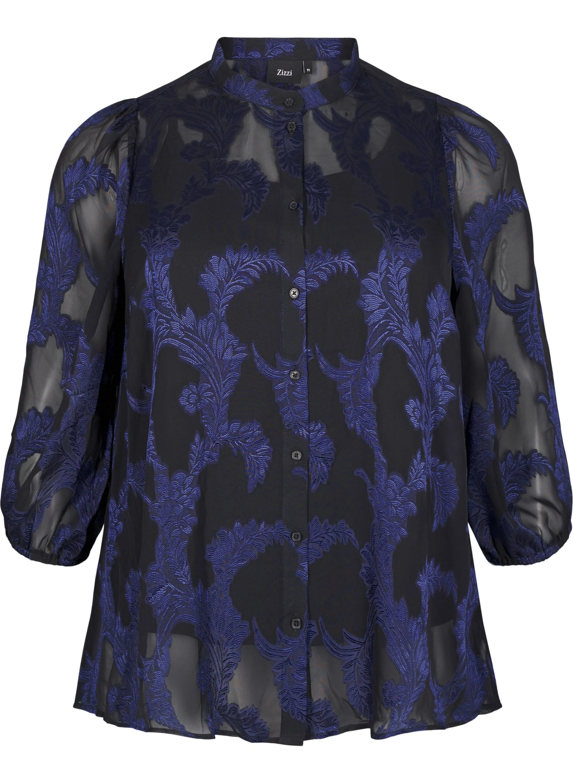 Chiffon bluse med jacquard mønster