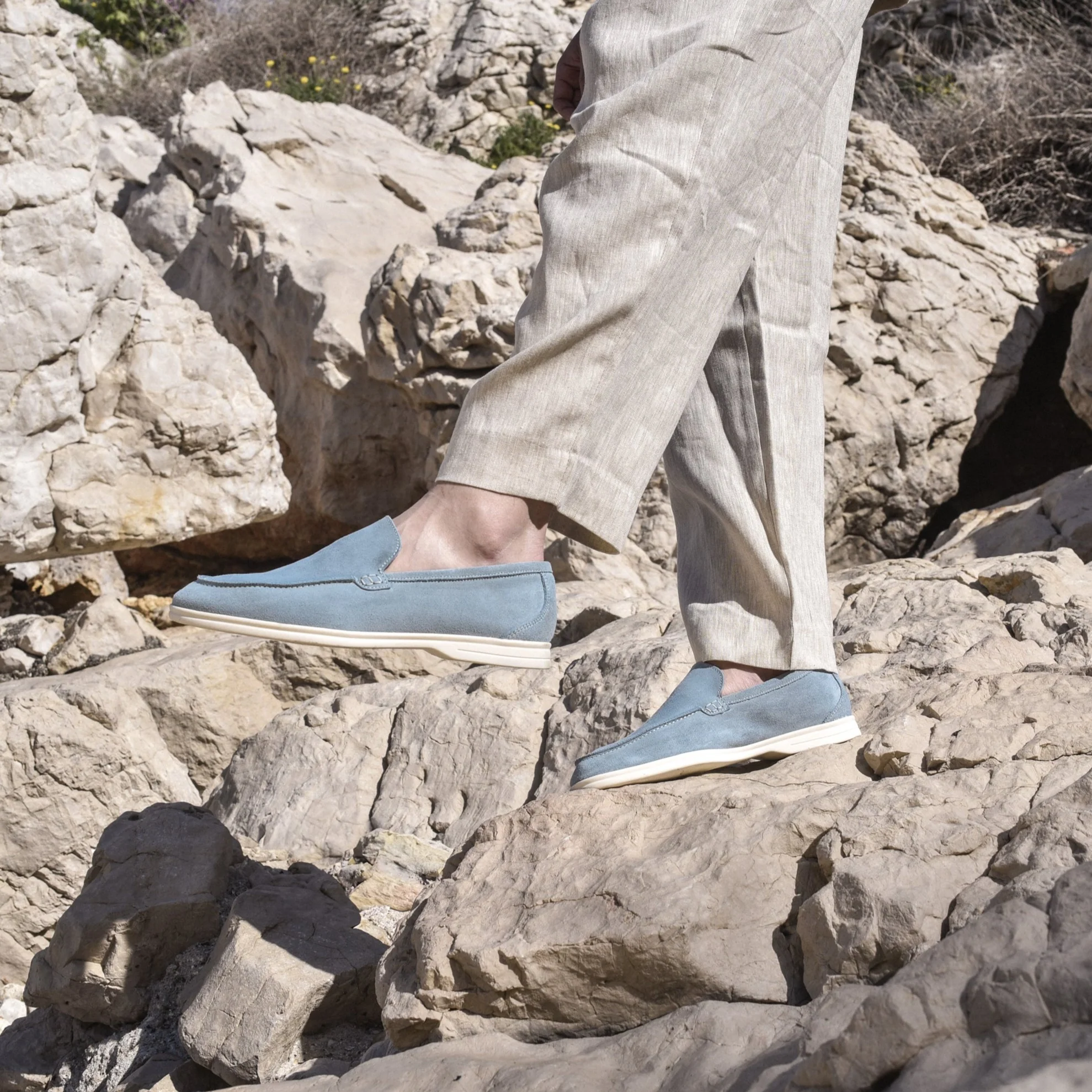 Momy-Mocassin en veau velours jean