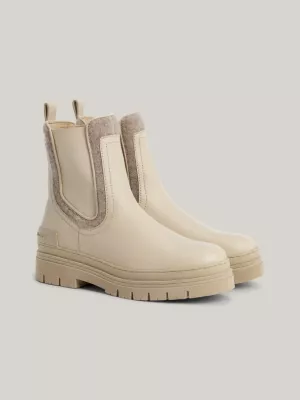 Botas Chelsea com painel de feltro e couro