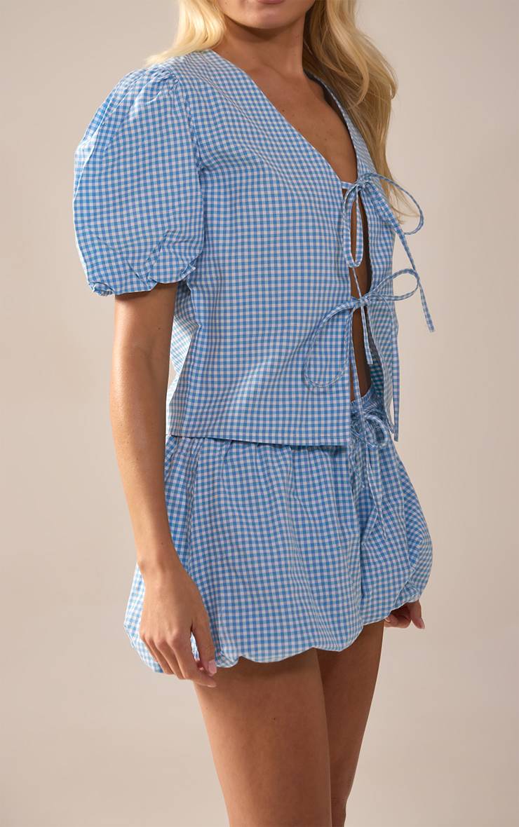 Blue Gingham Ensemble Short Bouffant