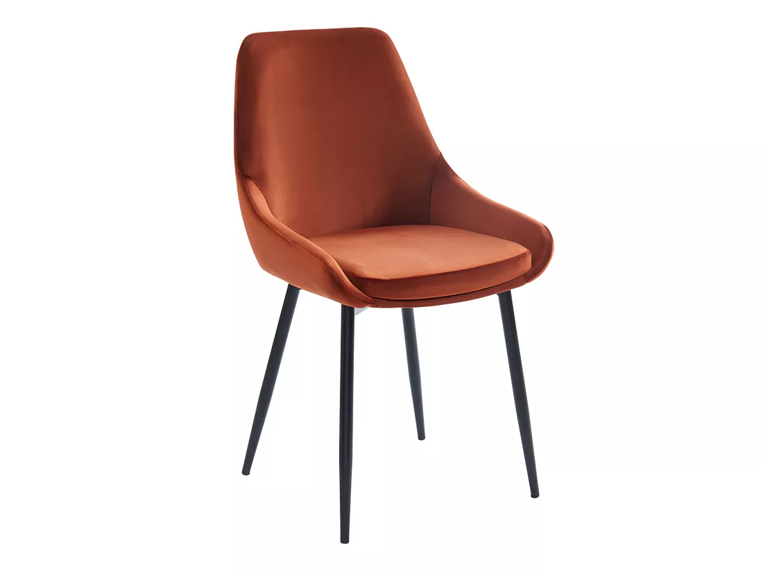 Lot de 6 chaises - Velours et métal noir - Terracotta - MASURIE