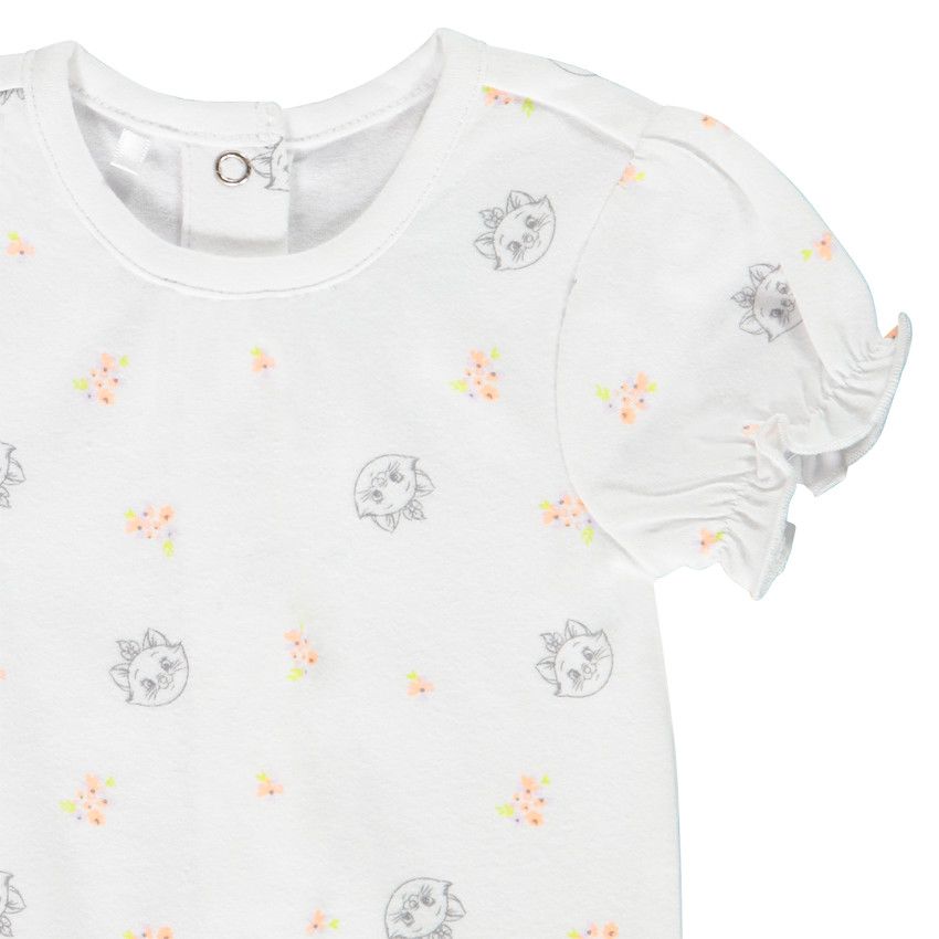 Ensemble 3 pièces en jersey body + corsaire + bavoir Marie Disney pour bébé fille - Blanc